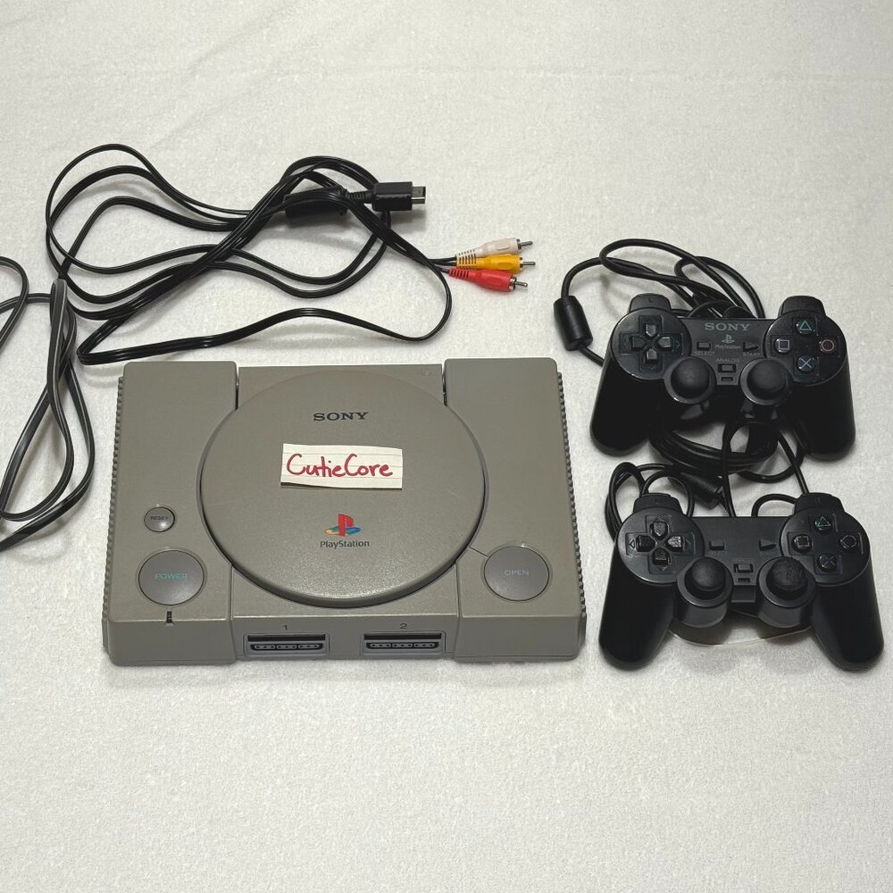 Sony Playstation 1 PS1 Console w/ 2 Controllers, Cords TESTED Retro